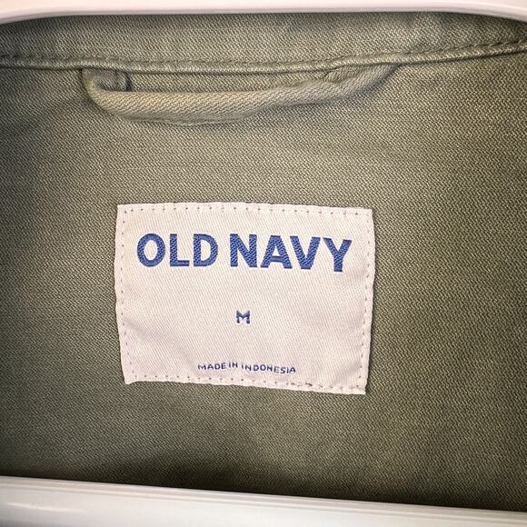 Old Navy Cinched Waist Utility Jacket Women's Medium Snap & Zip Front Military - Picture 2 of 10